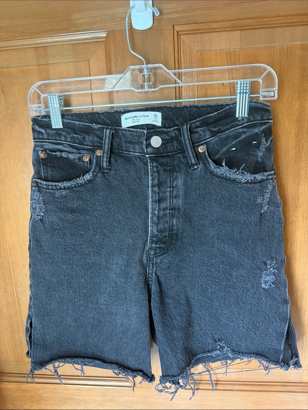 Abercrombie & Fitch Black Distressed Men's Relaxed Denim Shorts